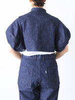 Load image into Gallery viewer, R&amp;D.M.Co- ウォッシュドデニムバルーンスリーブボレロ [8015]
