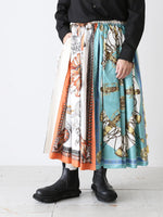 画像をギャラリービューアに読み込む, tao エステルスカーフ柄プリントMIXスカートA柄 [TP-S016-051-A]
