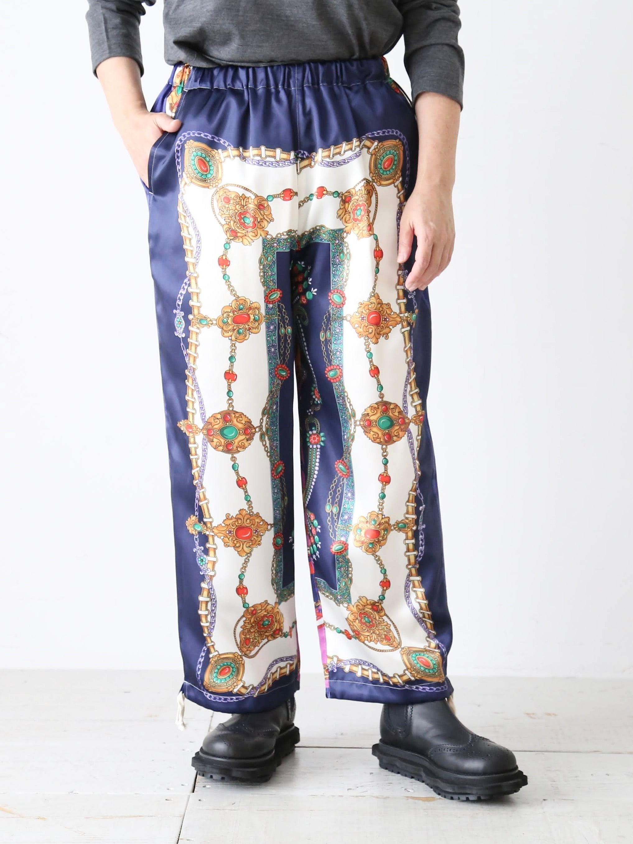 tao エステルスカーフ柄プリントMIXパンツ B柄 [TP-P006-051-B]