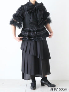 noir kei ninomiya ウール エステル ギャバジン スカート 螺旋プリーツ