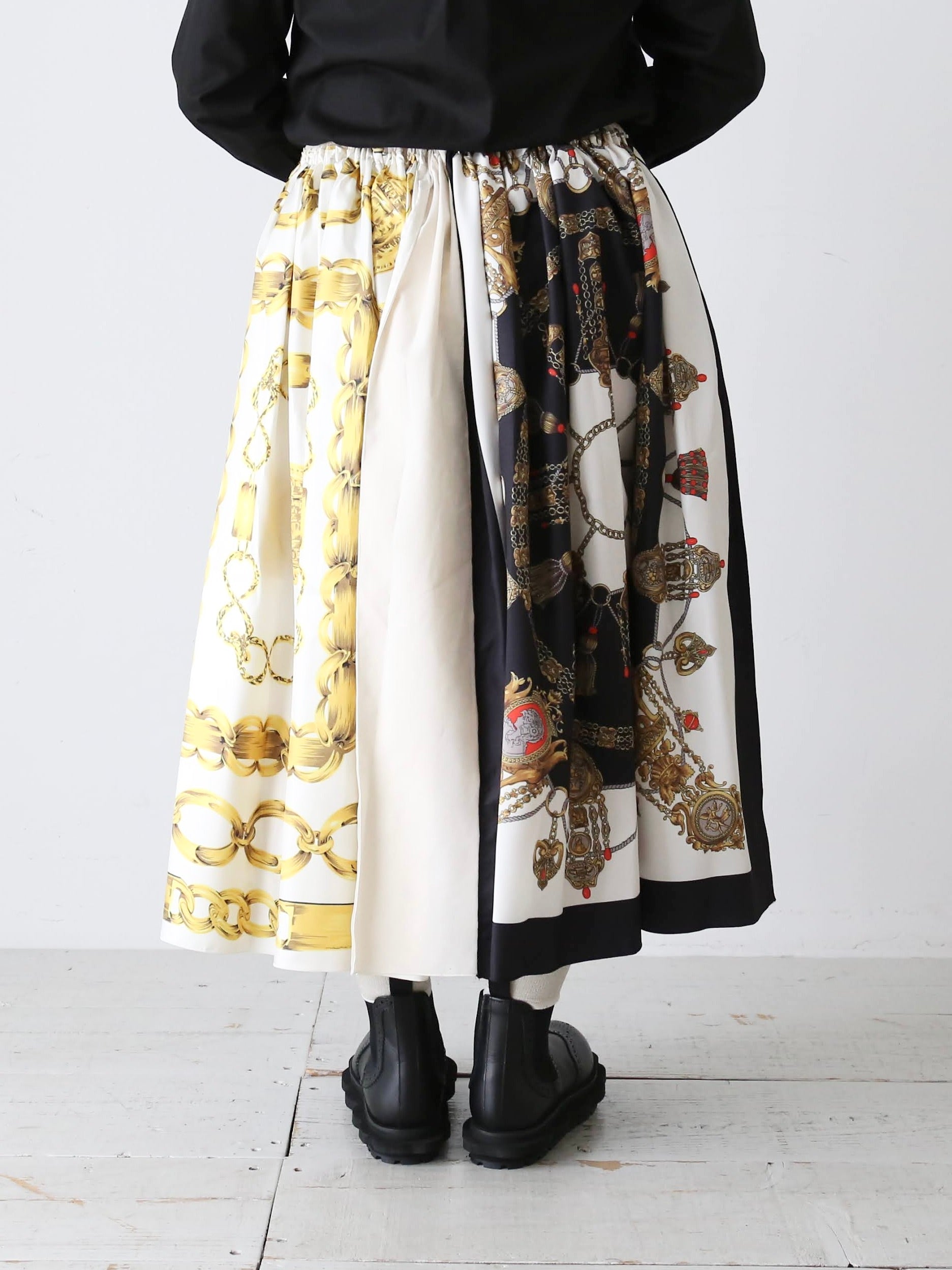 tao エステルスカーフ柄プリントMIXスカートA柄 [TP-S016-051-A]