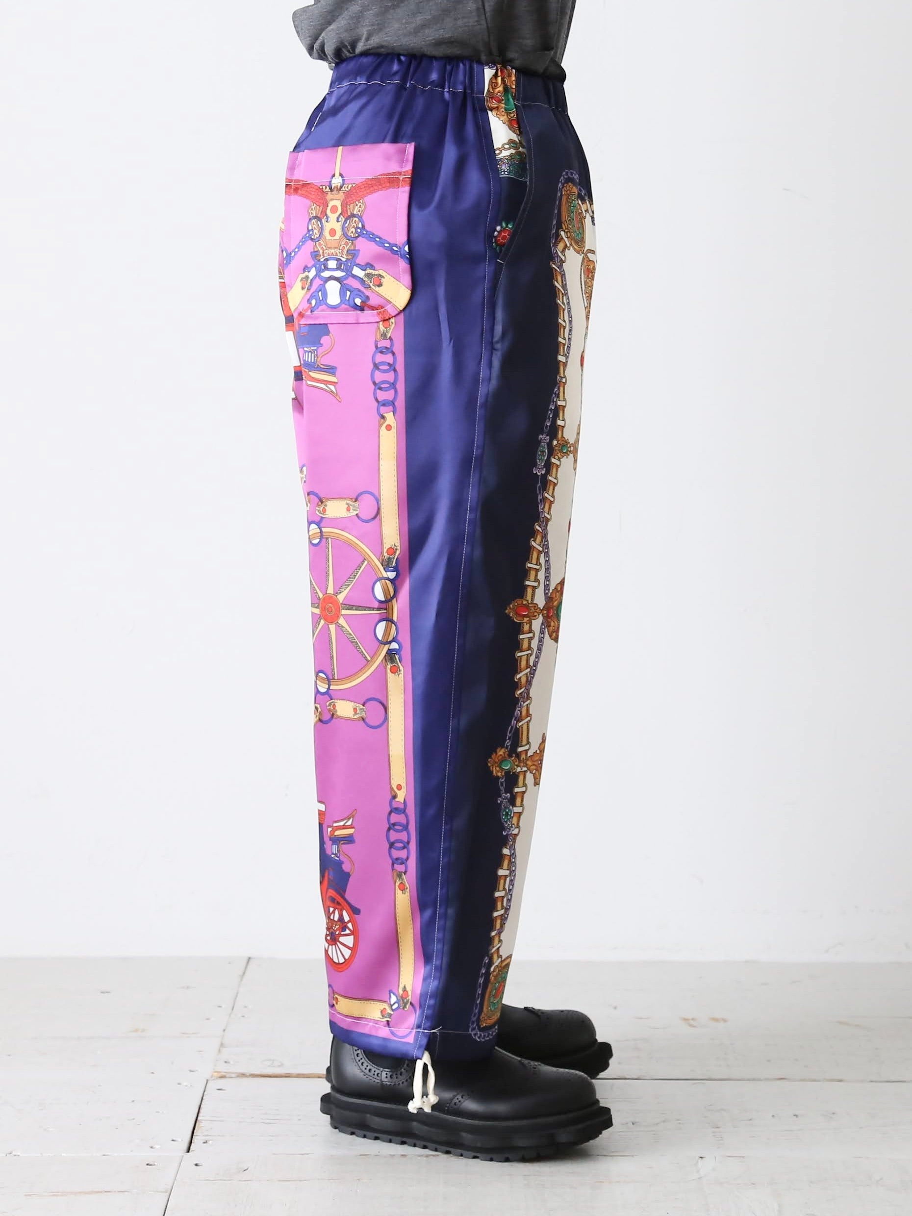 tao エステルスカーフ柄プリントMIXパンツ B柄 [TP-P006-051-B]