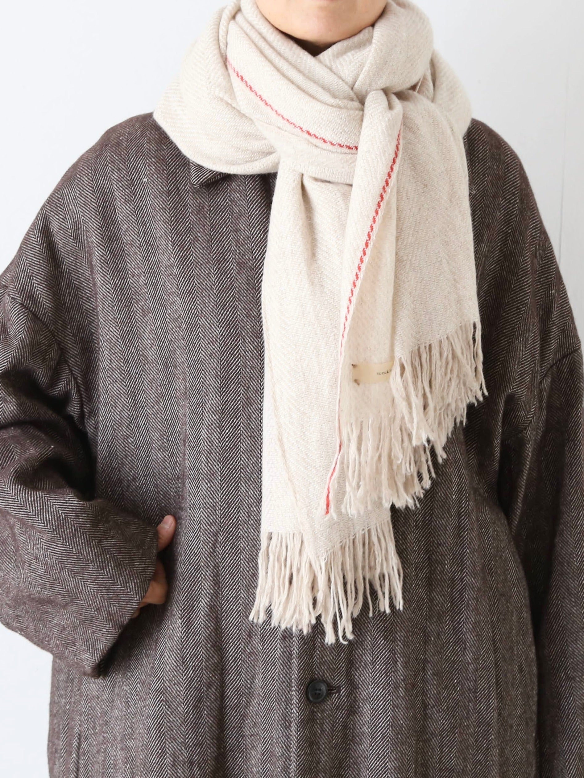 suzuki takayuki ヘリンボーンショール [A265-05]
