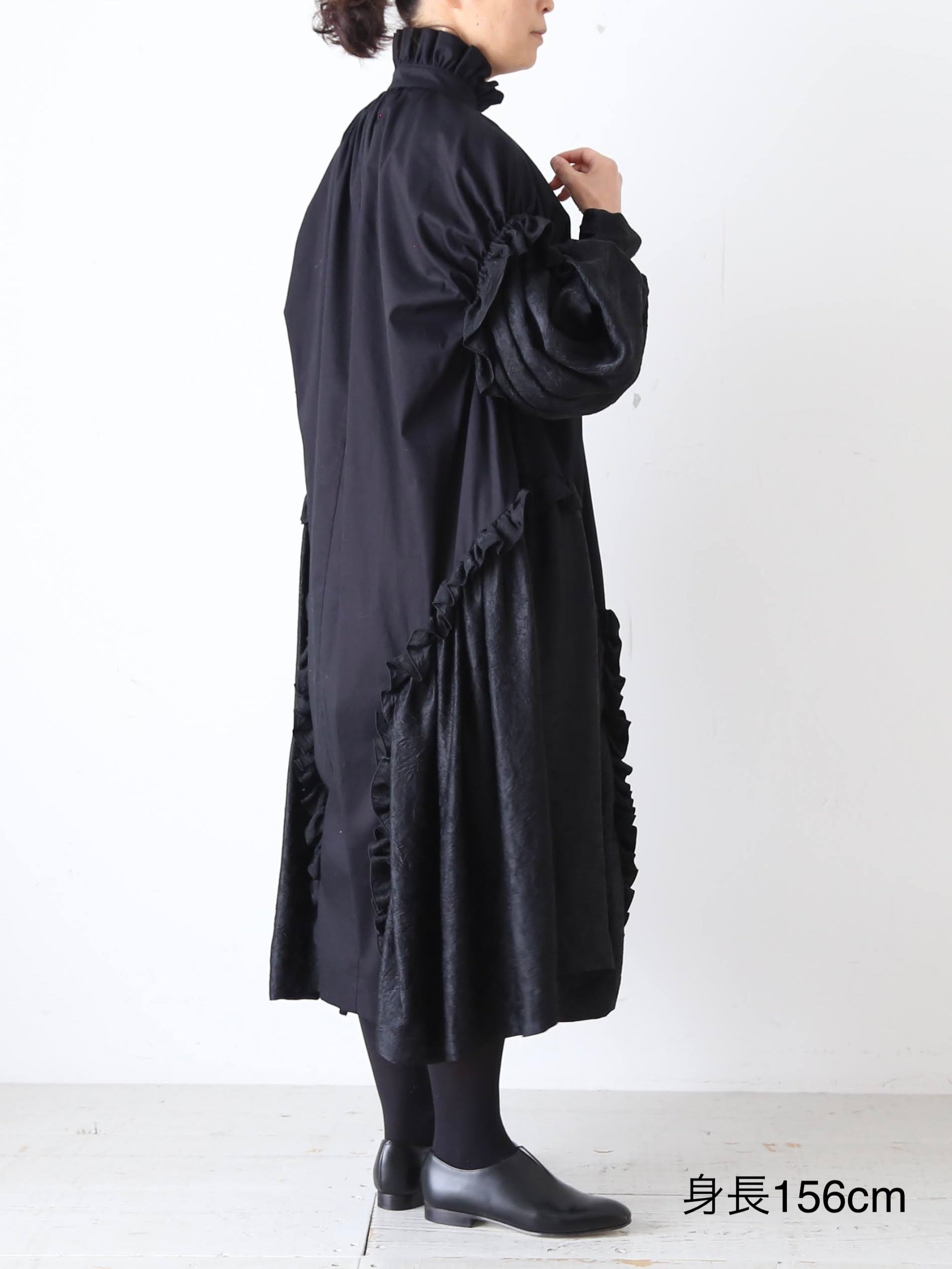 noir kei ninomiya 綿ブロード×アセテートサテンワンピース [3P-O008-051]