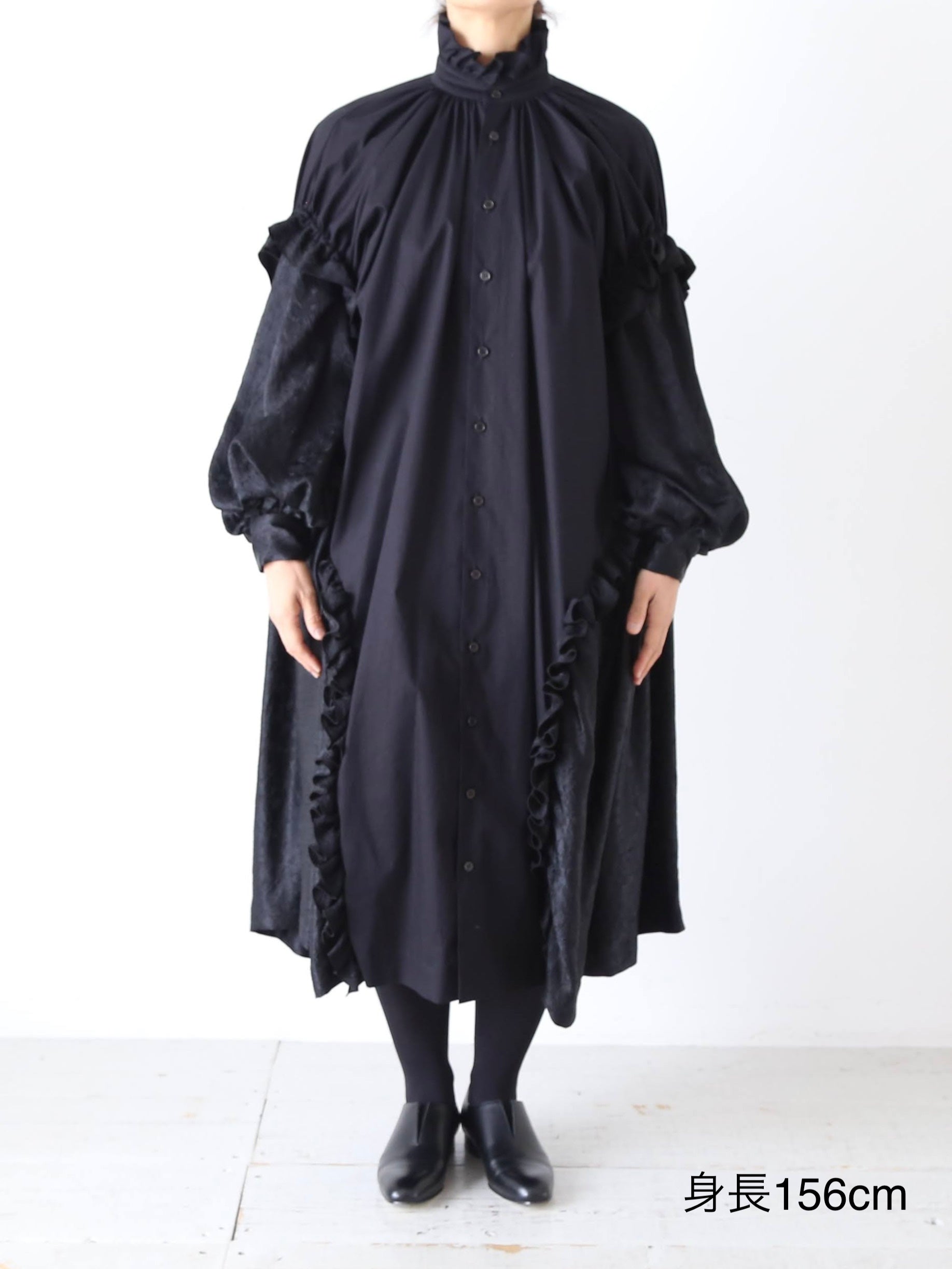 noir kei ninomiya 綿ブロード×アセテートサテンワンピース [3P-O008-051]