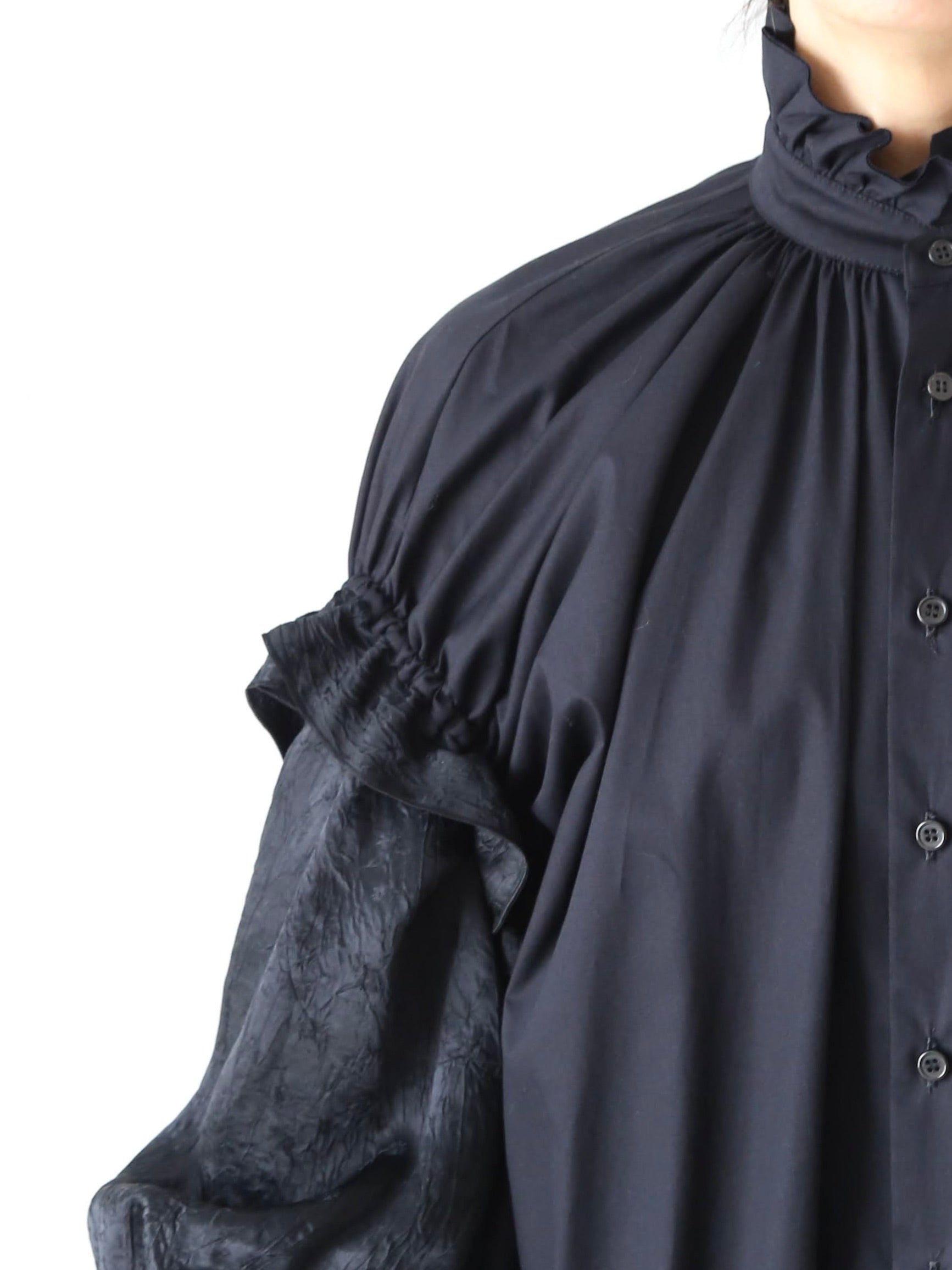 noir kei ninomiya 綿ブロード×アセテートサテンワンピース [3P-O008-051]