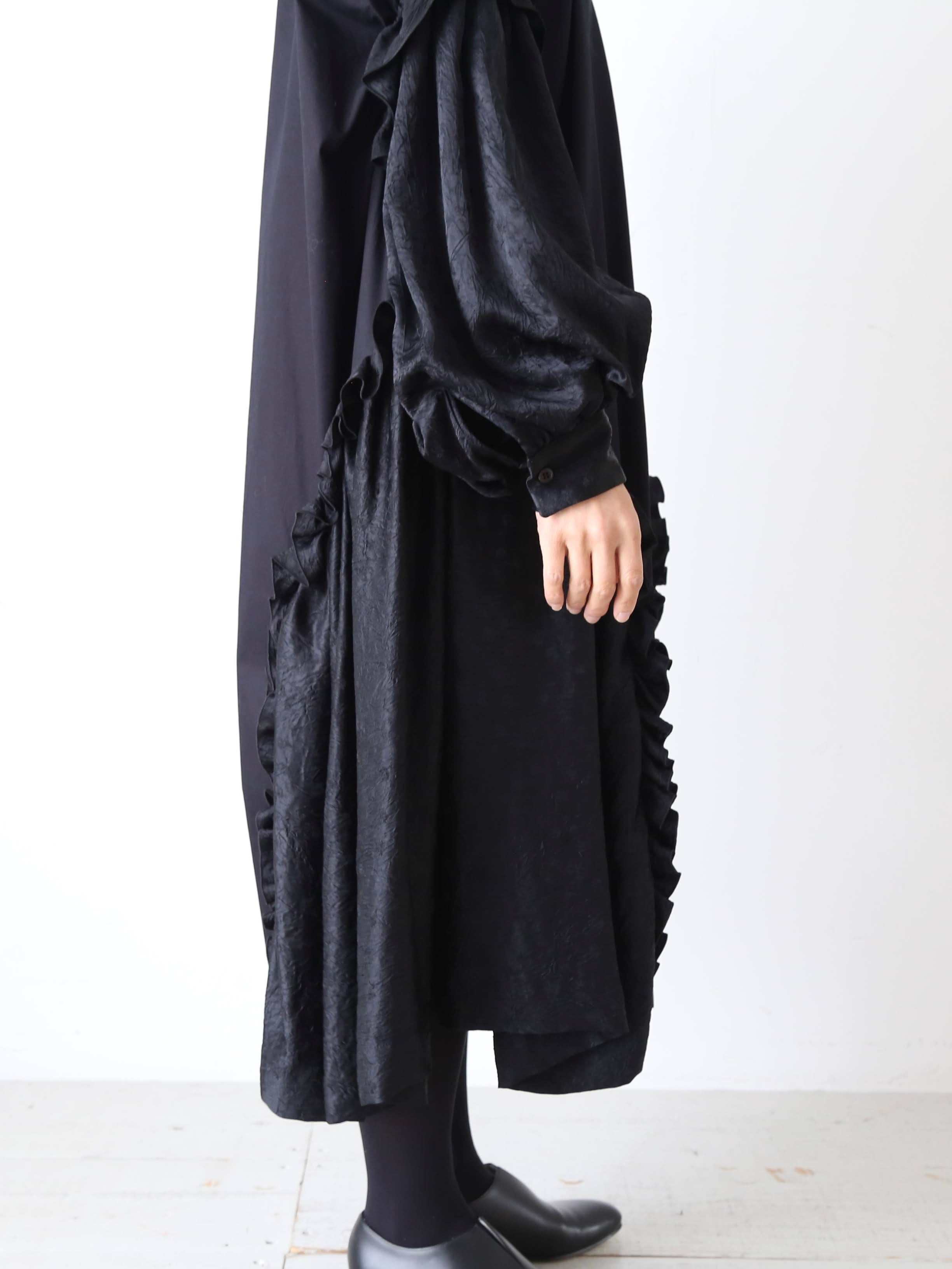 noir kei ninomiya 綿ブロード×アセテートサテンワンピース [3P-O008-051]