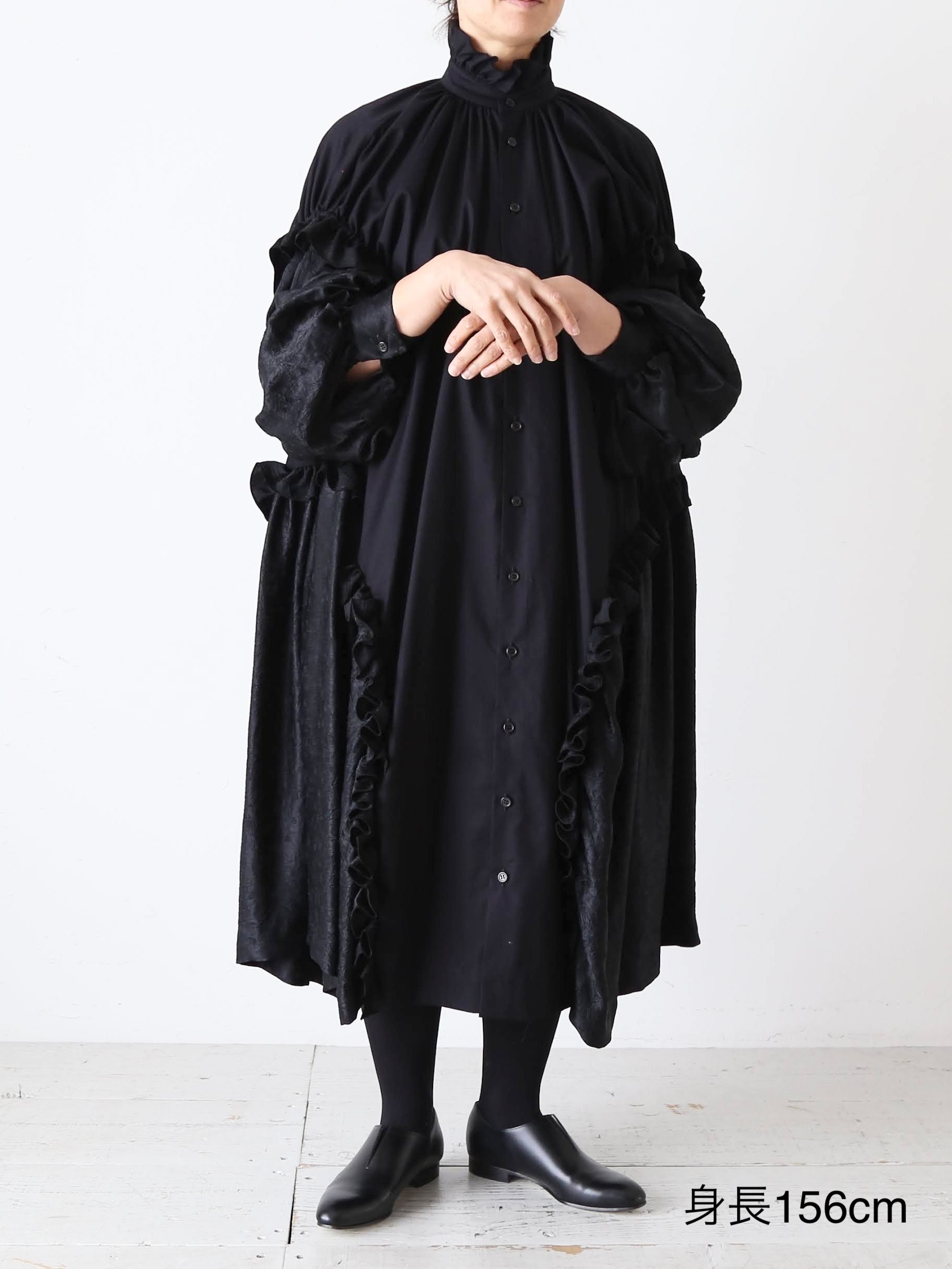 noir kei ninomiya 綿ブロード×アセテートサテンワンピース [3P-O008-051]