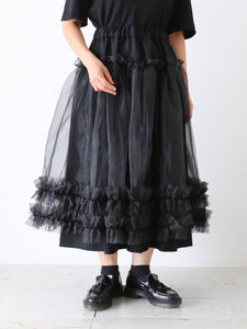 noir kei ninomiya オーガンジー スカート 2019AW noir kei ninomiya ウールギャバジン×エステルオーガンジー