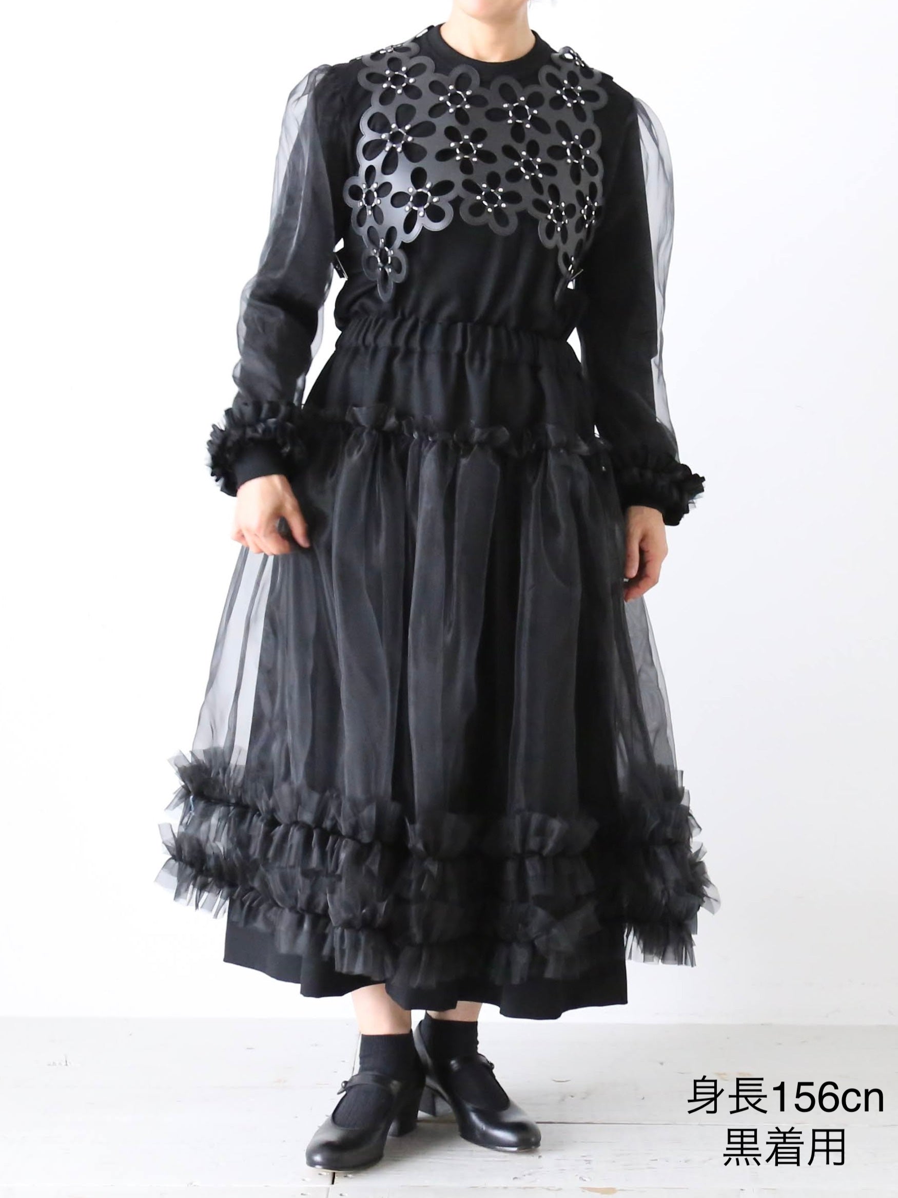 noir kei ninomiya ウール天竺×エステルオーガンジートップス