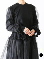 画像をギャラリービューアに読み込む, noir kei ninomiya ウール天竺×エステルオーガンジートップス [3P-T006-051]
