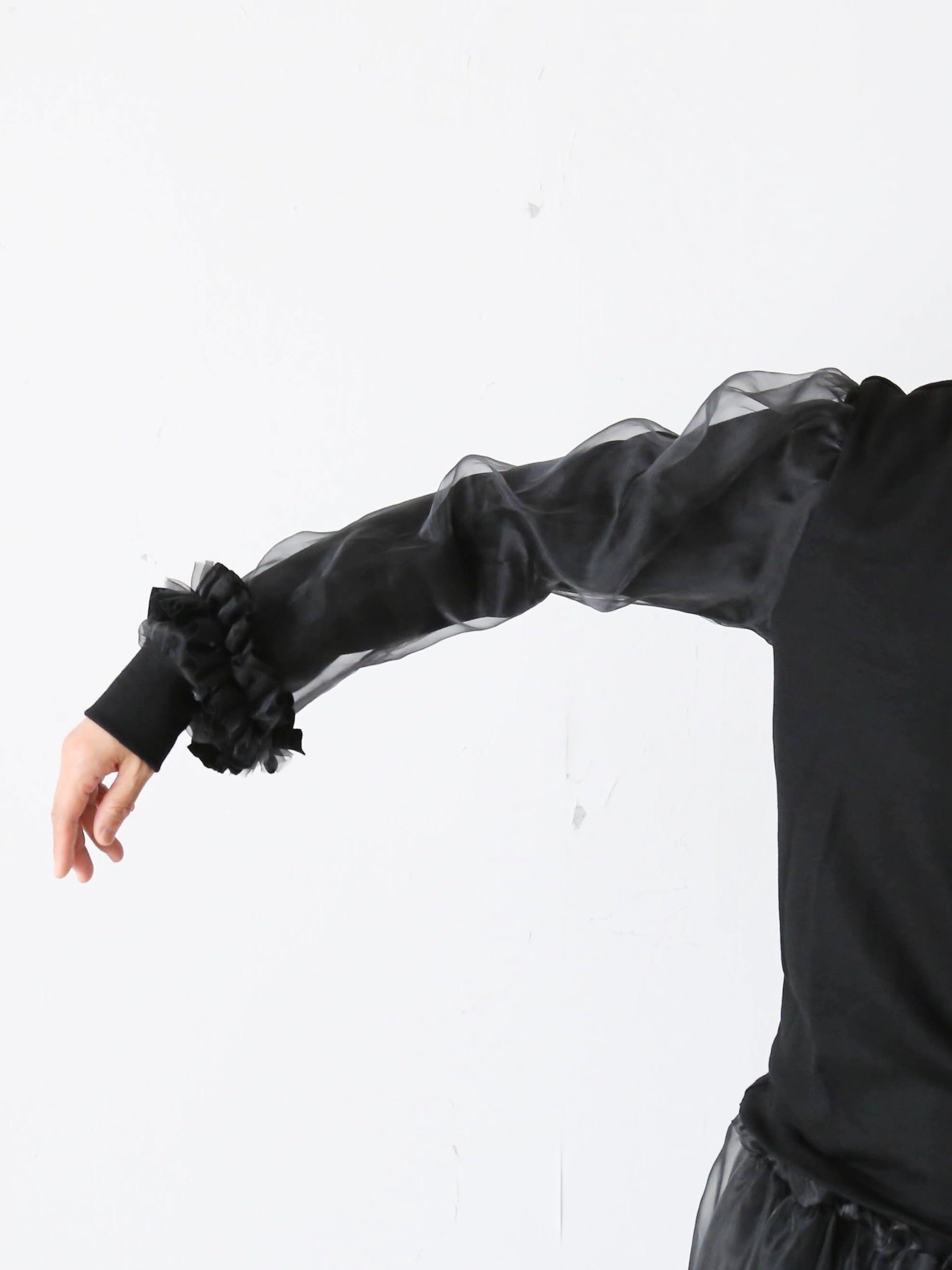 noir kei ninomiya ウール天竺×エステルオーガンジートップス [3P-T006-051]