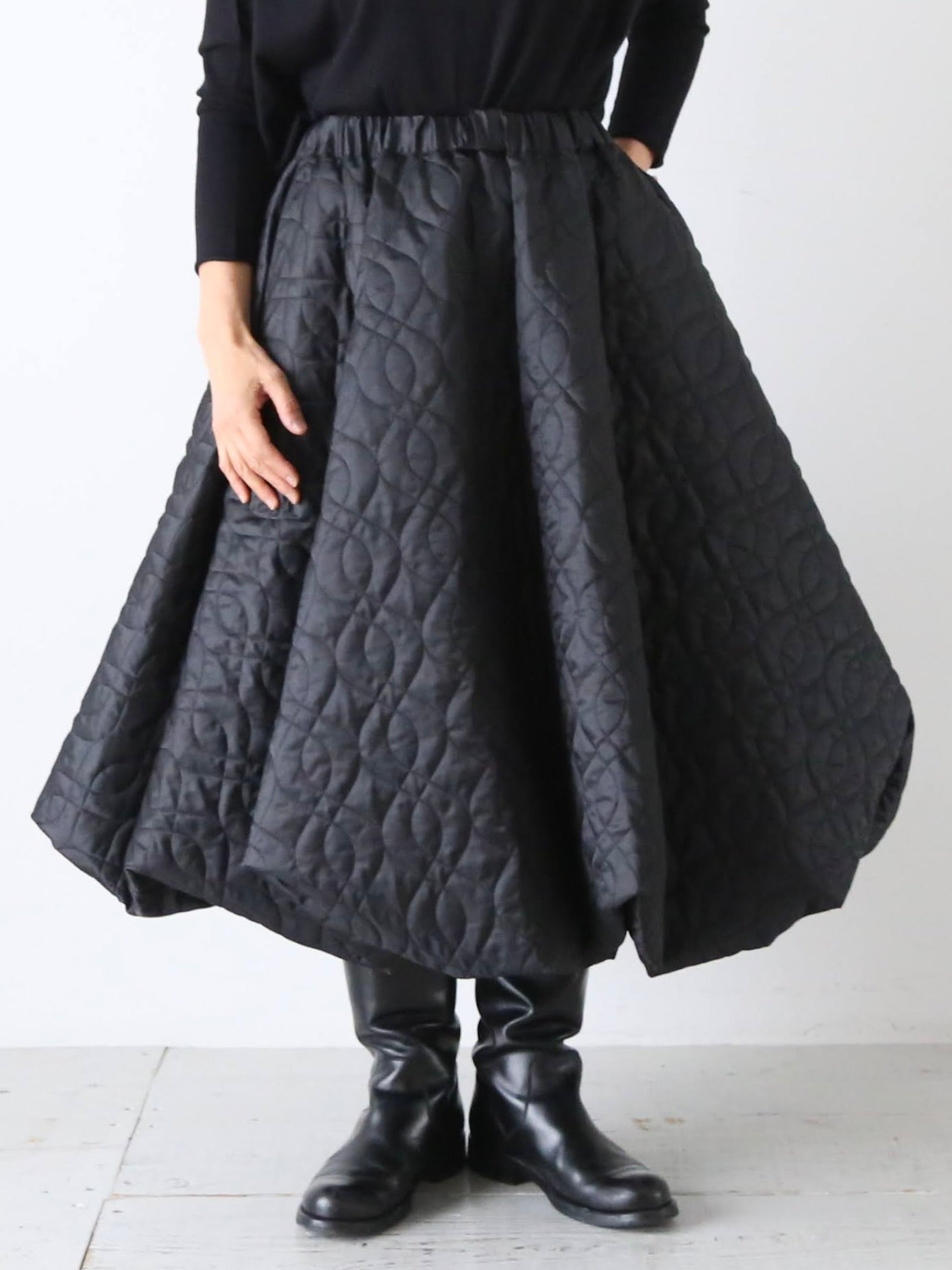 noir kei ninomiya エステルツイルキルトスカート [3P-S021-051]