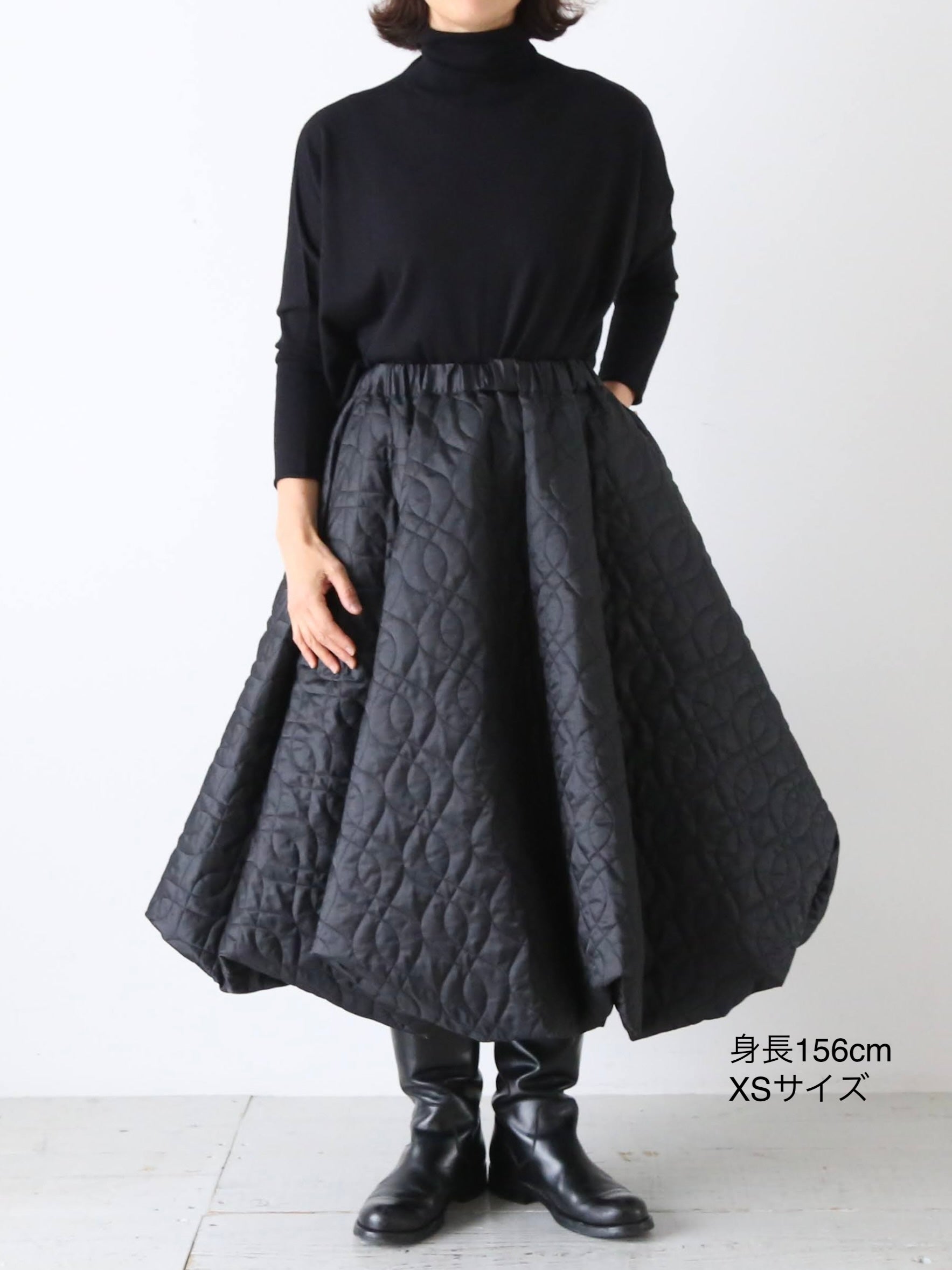 noir kei ninomiya エステルツイルキルトスカート [3P-S021-051]