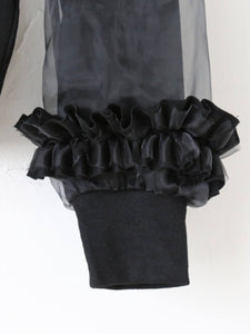 noir kei ninomiya ウール天竺×エステルオーガンジー トップス パフ袖