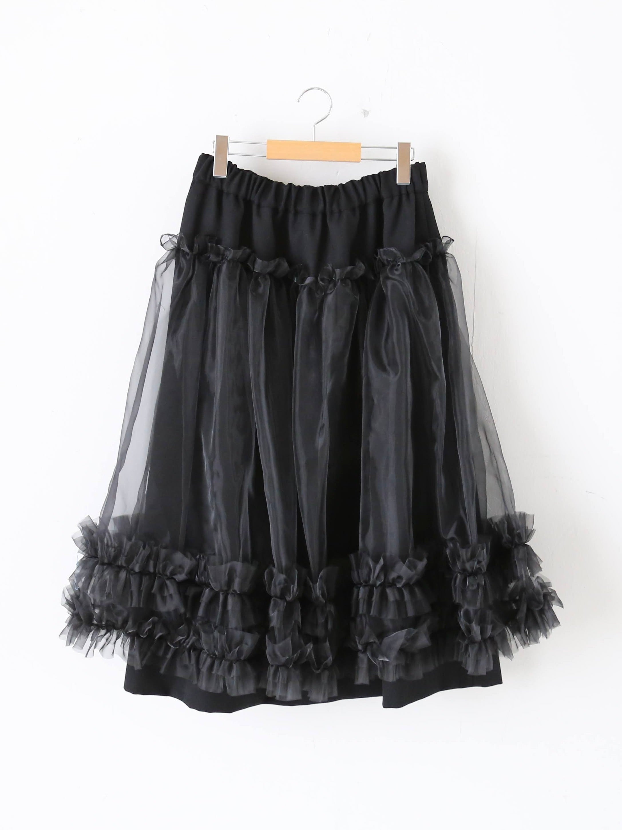 noir kei ninomiya ウールギャバジン×エステルオーガンジースカート [3P-S001-051]