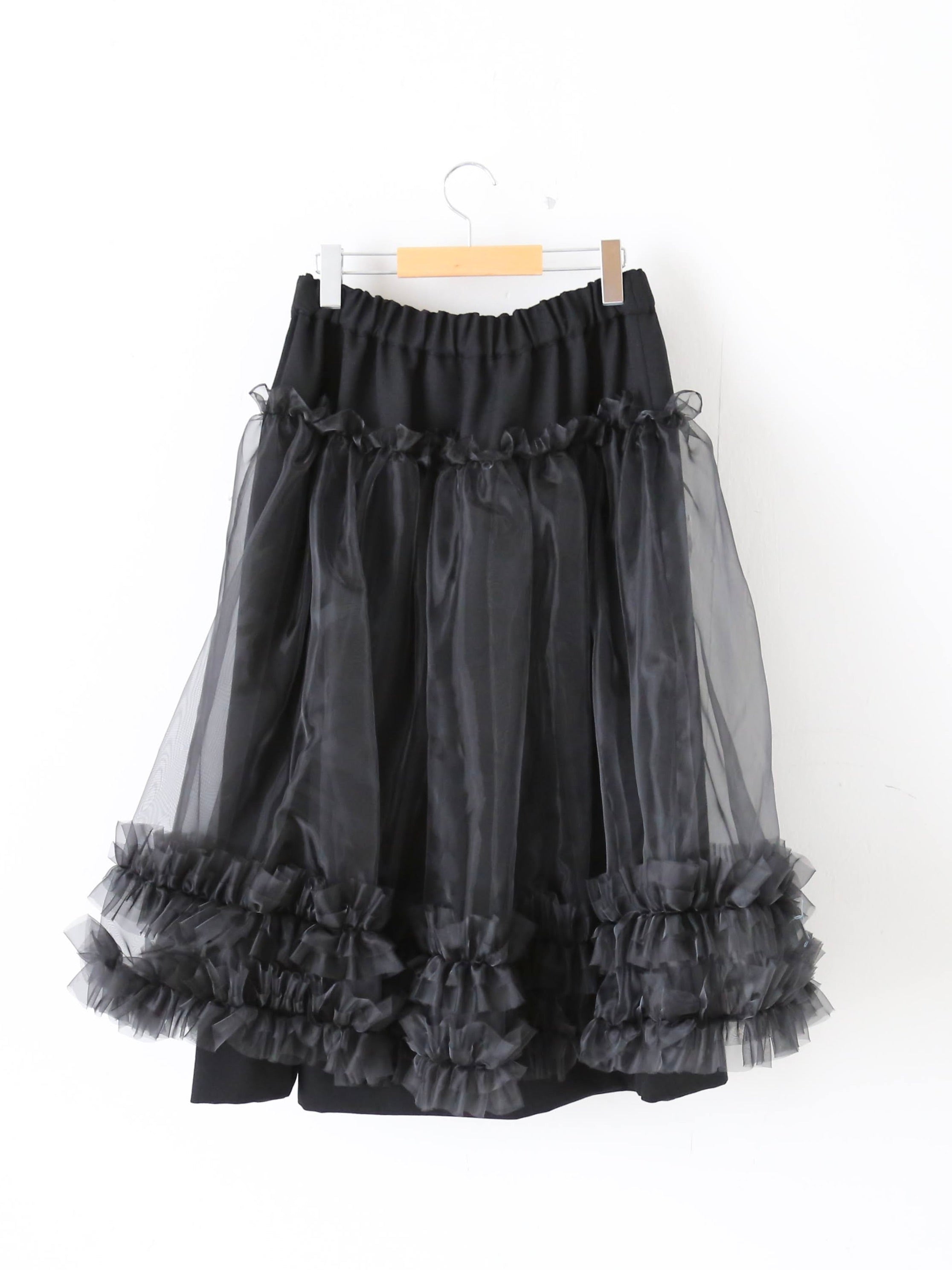 noir kei ninomiya ウールギャバジン×エステルオーガンジースカート [3P-S001-051]