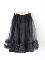 画像をギャラリービューアに読み込む, noir kei ninomiya ウールギャバジン×エステルオーガンジースカート [3P-S001-051]
