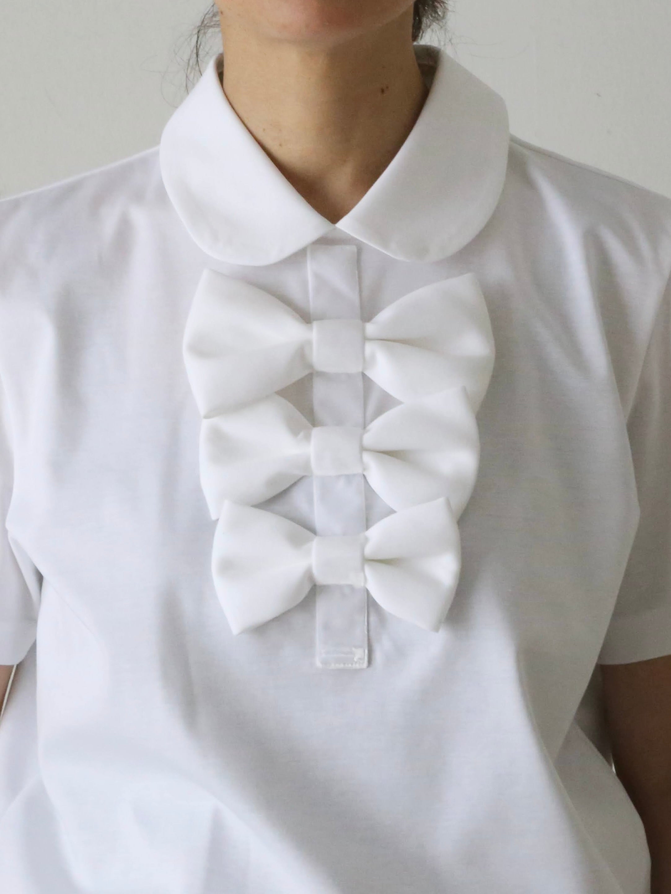 noir kei ninomiya 綿ポンチフリルTシャツ noir kei ninomiya 綿ポンチ Tシャツ ダブルリボン 5つリボン – CREER