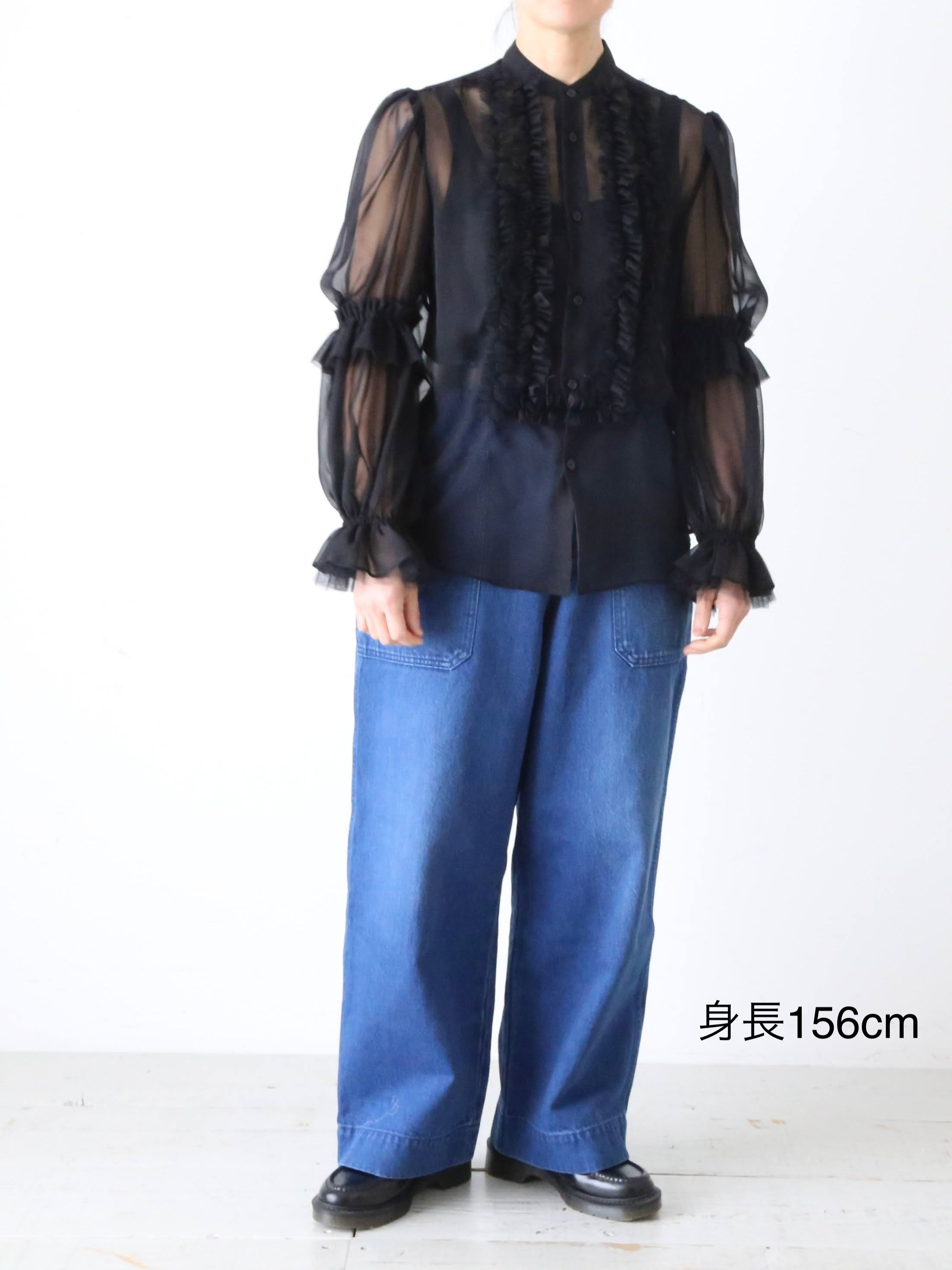 noir kei ninomiya エステルジョーゼット ブラウス フリル 透け感 – CREER