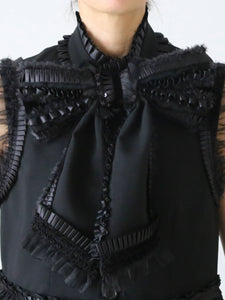 noir kei ninomiya ウールオックス ベスト 胸元リボン 手仕事タック