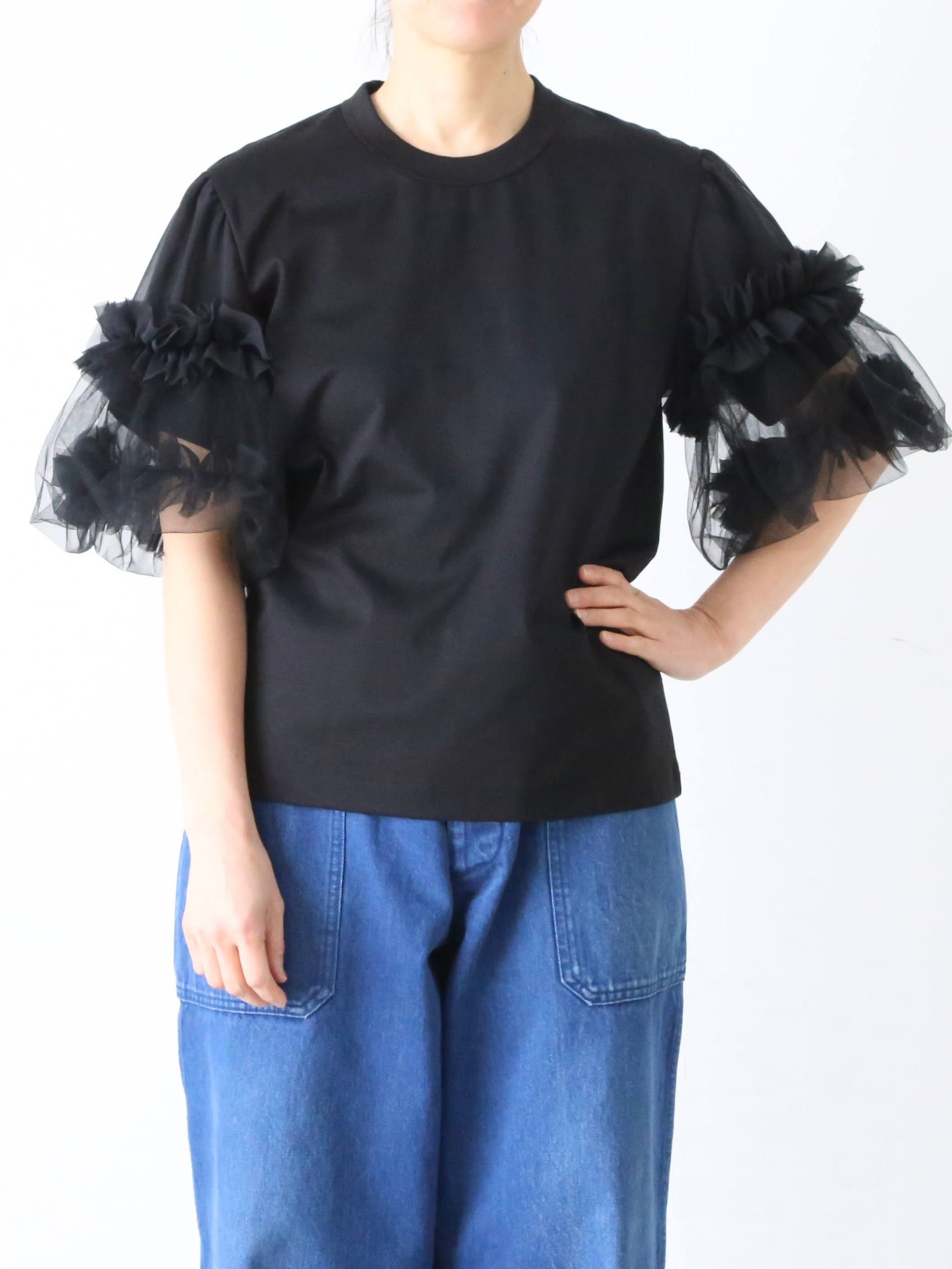 コグマ noir kei ninomiya バルーンスリーブ Tシャツ Noir Kei Ninomiya: Women's Flower Cut Out T-Shirt (Black) | Dover