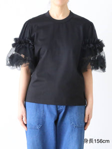 noir kei ninomiya 綿ポンチ×エステルジョーゼット Tシャツ
