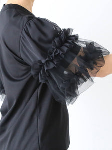 noir kei ninomiya 綿ポンチ×エステルジョーゼット Tシャツ