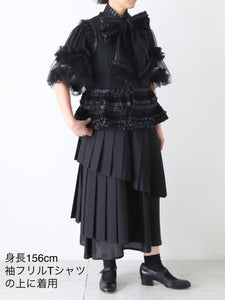 noir kei ninomiya ウールオックス ベスト 胸元リボン 手仕事タック