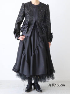 noir kei ninomiya スパンコール ツイード×エステルサテン ジャケット