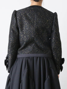 noir kei ninomiya スパンコール ツイード×エステルサテン ジャケット