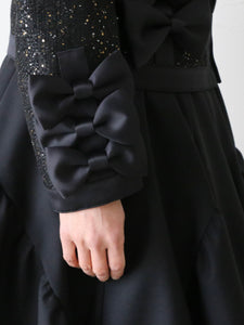 noir kei ninomiya スパンコール ツイード×エステルサテン ジャケット