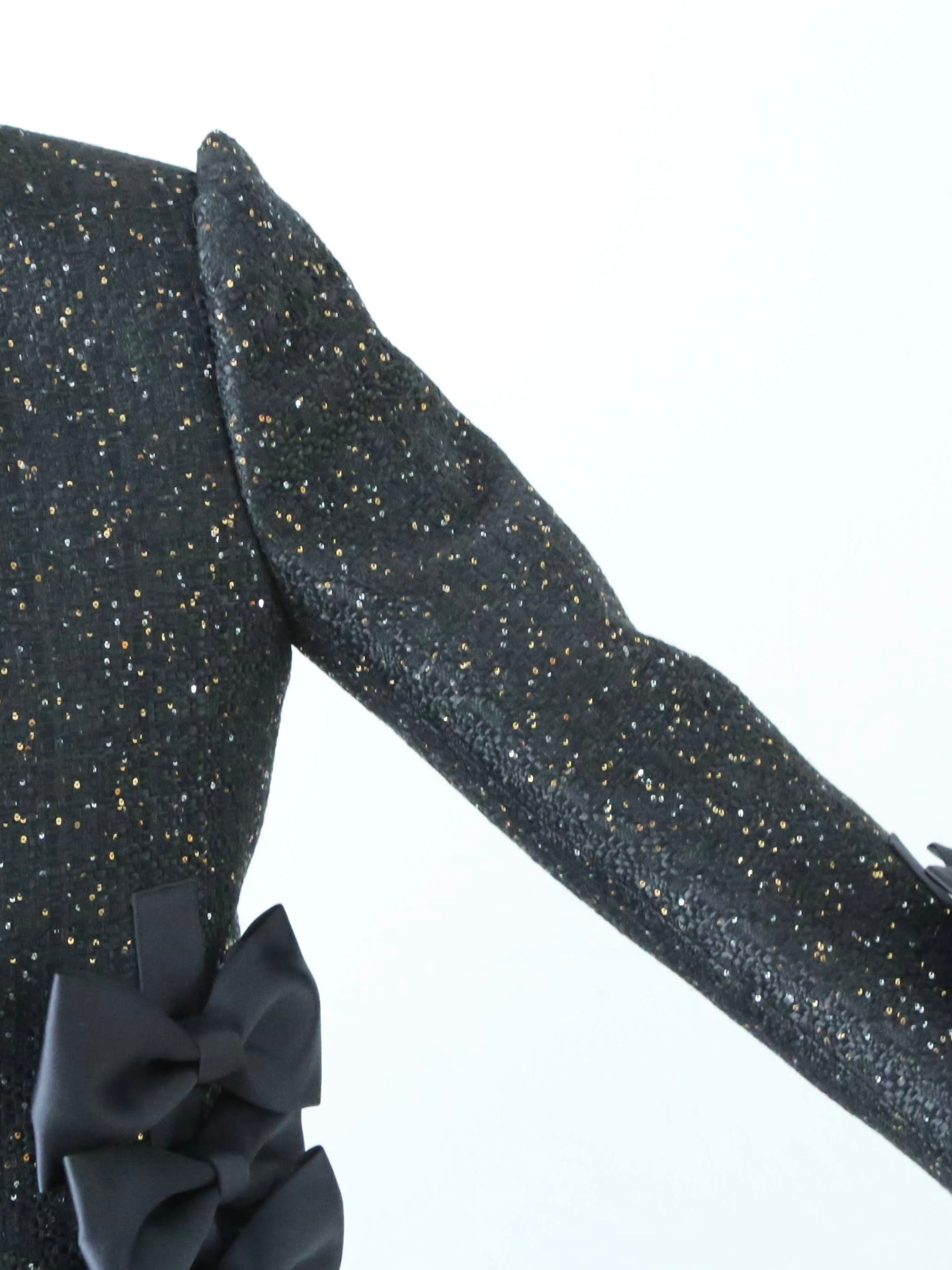 noir kei ninomiya Sequin Tweed x Polyester Satin Jacket Ribbon – CREER