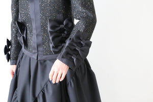 noir kei ninomiya スパンコール ツイード×エステルサテン ジャケット