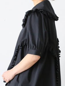 noir kei ninomiya 綿ブロード ブラウス 半袖 丸襟 フリル – CREER
