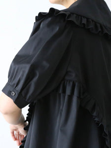 noir kei ninomiya 綿ブロード ブラウス 半袖 丸襟 フリル – CREER