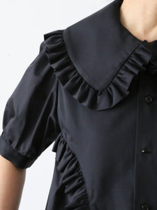 noir kei ninomiya 綿ブロード ブラウス 半袖 丸襟 フリル – CREER