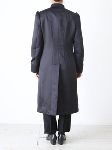 noir kei ninomiya スパンコール ツイード×エステルサテン コート