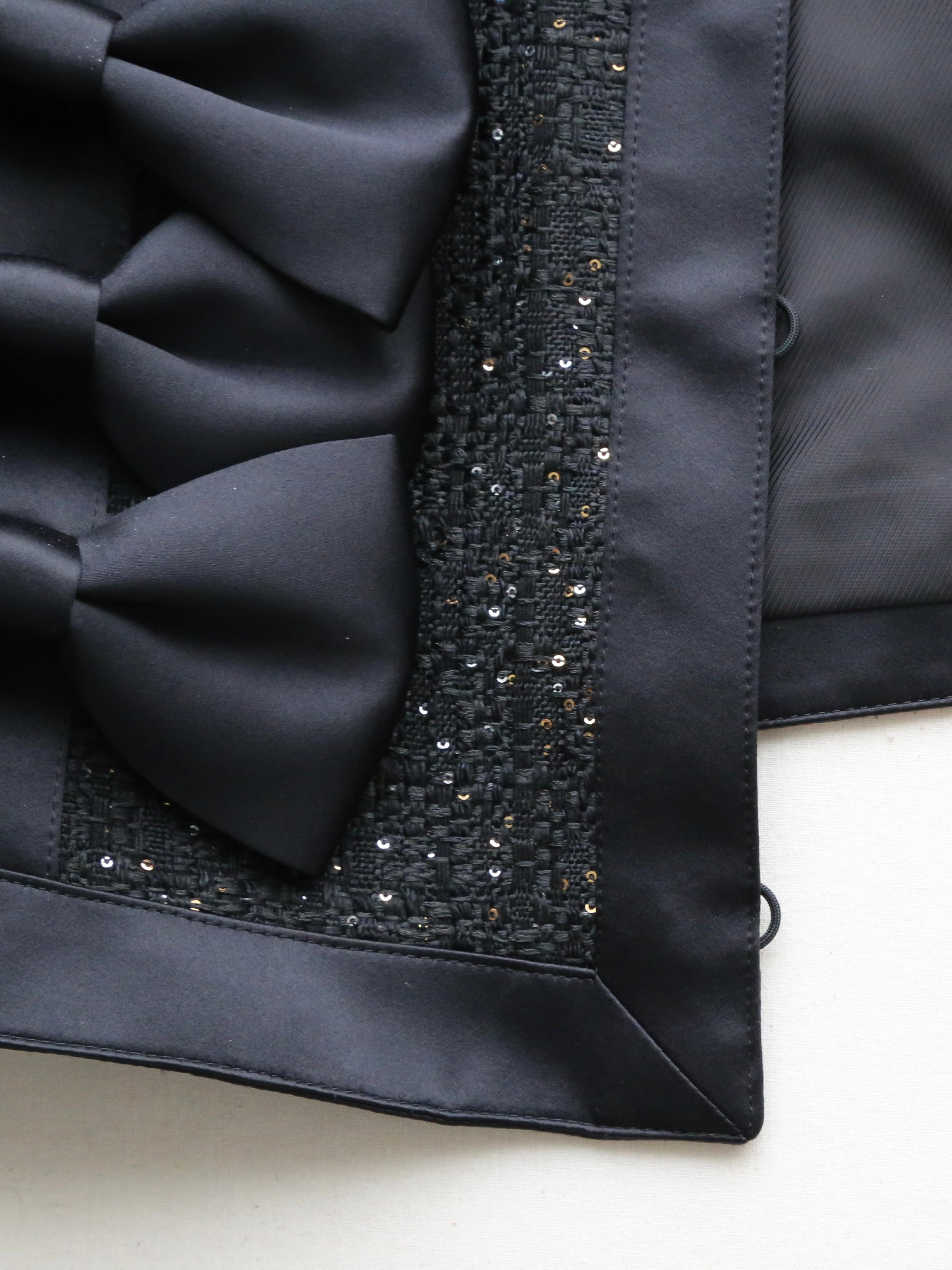 noir kei ninomiya Sequin Tweed x Polyester Satin Jacket Ribbon – CREER