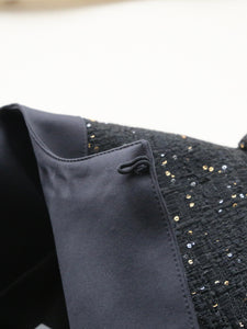 noir kei ninomiya スパンコール ツイード×エステルサテン ジャケット