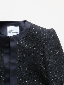 noir kei ninomiya スパンコール ツイード×エステルサテン ジャケット