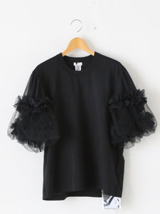 noir kei ninomiya 綿ポンチフリルTシャツ noir kei ninomiya 綿ポンチ Tシャツ フリル袖 ショート丈