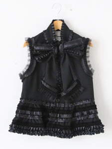 noir kei ninomiya ウールオックス ベスト 胸元リボン 手仕事タック