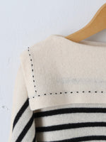 画像をギャラリービューアに読み込む, TOWAVASE バスクプルオーバー (セーラーネック)一本どり [mdm02-05]
