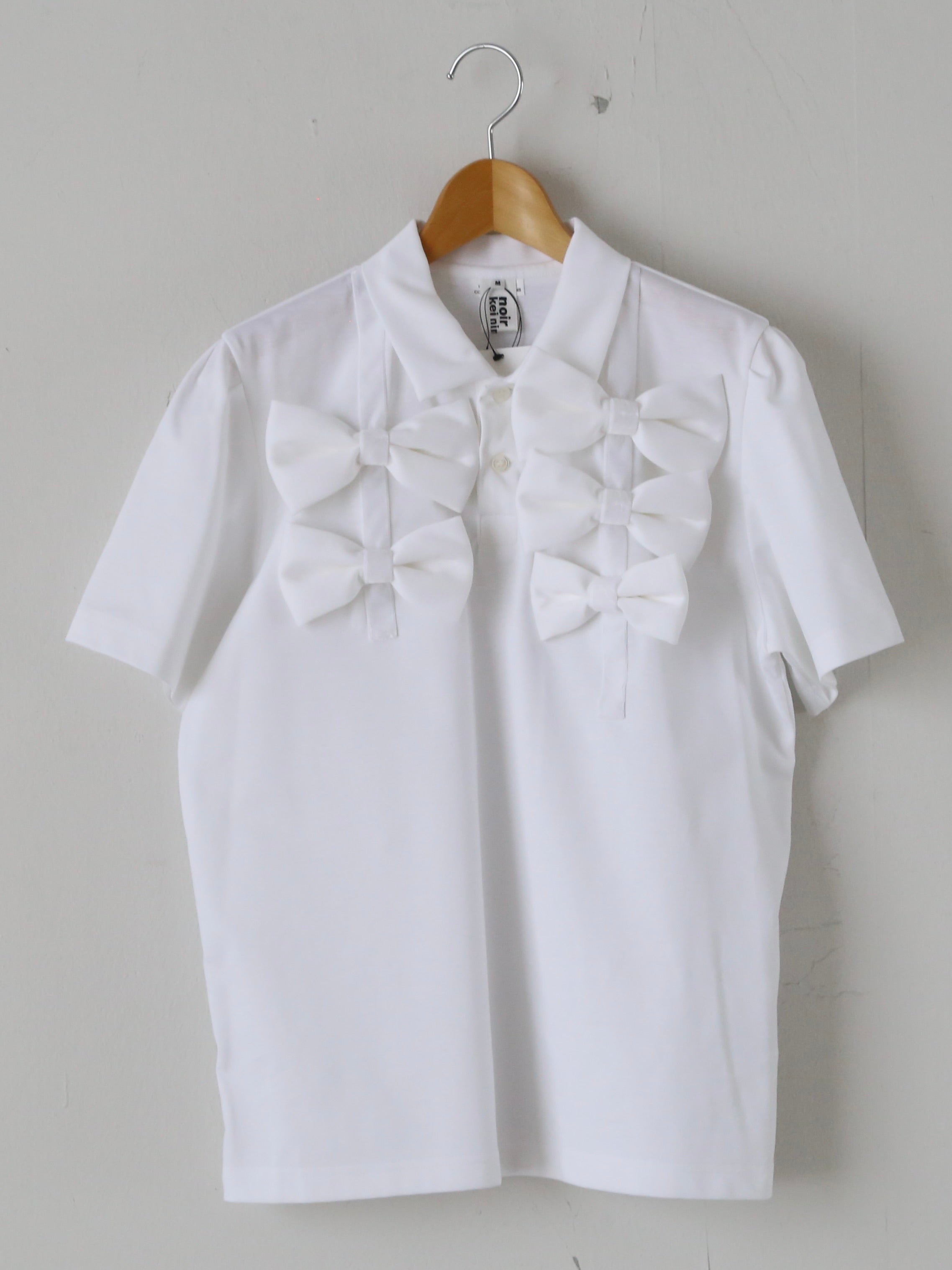 新品 noir kei ninomiya 26ss 綿 リボン 半袖 シャツ S noir kei ninomiya 綿ポンチ Tシャツ ダブルリボン 5つリボン – CREER