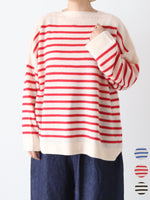 画像をギャラリービューアに読み込む, TOWAVASE バスクプルオーバー (ボートネック) 一本どり [mdm02-01]
