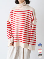 画像をギャラリービューアに読み込む, TOWAVASE バスクプルオーバー (タートルネック) 一本どり[mdm02-03]
