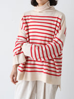 画像をギャラリービューアに読み込む, TOWAVASE バスクプルオーバー (タートルネック) 一本どり[mdm02-03]
