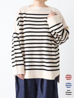 画像をギャラリービューアに読み込む, TOWAVASE バスクプルオーバー(ボートネック) 二本どり [mdm02-02]
