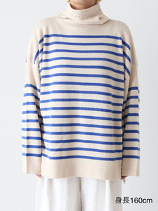 TOWAVASE トワヴァーズ ボーダー　カシミヤ　ニット セーラー TOWAVASE バスクプルオーバー (タートルネック)二本どり[mdm02-04] – CREER